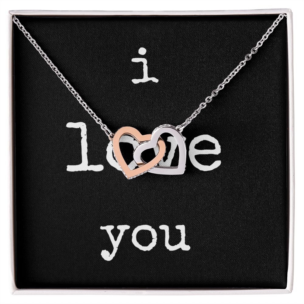 i love you - Interlocking Hearts Necklace - Black Gift For Mom, necklace For Wife, Gift For Mother's Day