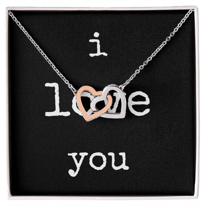 i love you - Interlocking Hearts Necklace - Black Gift For Mom, necklace For Wife, Gift For Mother's Day
