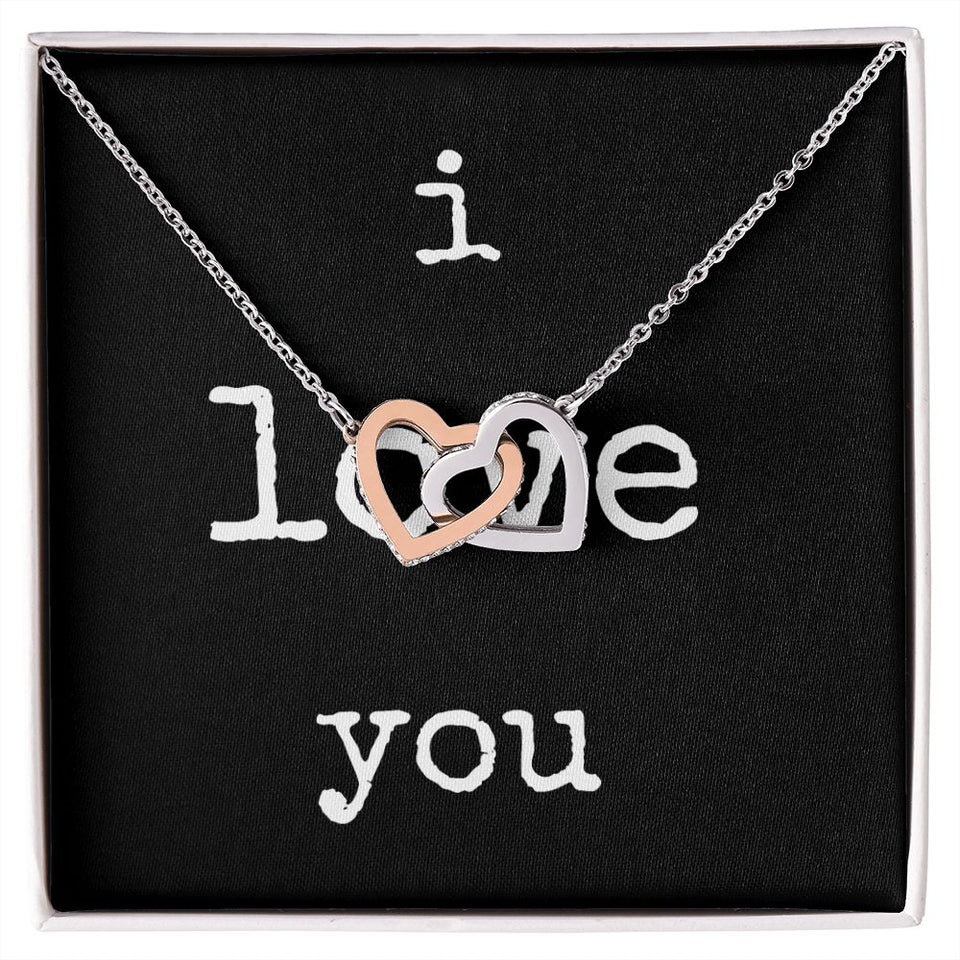 i love you - Interlocking Hearts Necklace - Black Gift For Mom, necklace For Wife, Gift For Mother's Day