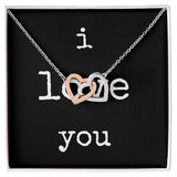 i love you - Interlocking Hearts Necklace - Black Gift For Mom, necklace For Wife, Gift For Mother's Day