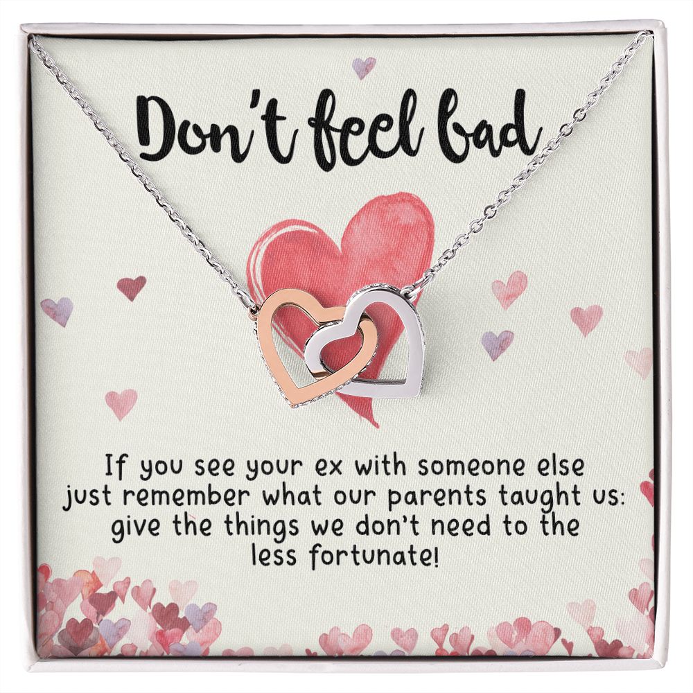 Girlfriend and Soulmate Necklace - Don't Feel Bad If You See Your Ex Interlocking Hearts Necklace