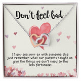 Girlfriend and Soulmate Necklace - Don't Feel Bad If You See Your Ex Interlocking Hearts Necklace