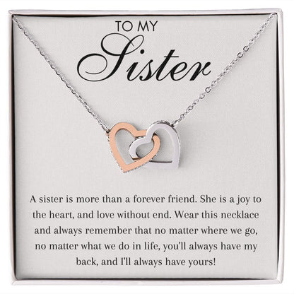 To My Sister - Interlocking Hearts Necklace - Love Without End Gift For Mom, necklace For Wife, Gift For Mother's Day