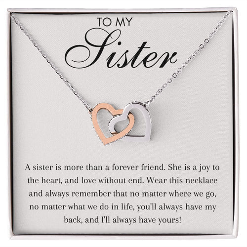 To My Sister - Interlocking Hearts Necklace - Love Without End Gift For Mom, necklace For Wife, Gift For Mother's Day