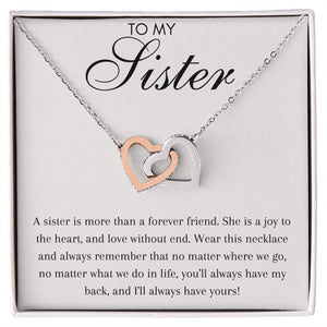To My Sister - Interlocking Hearts Necklace - Love Without End Gift For Mom, necklace For Wife, Gift For Mother's Day