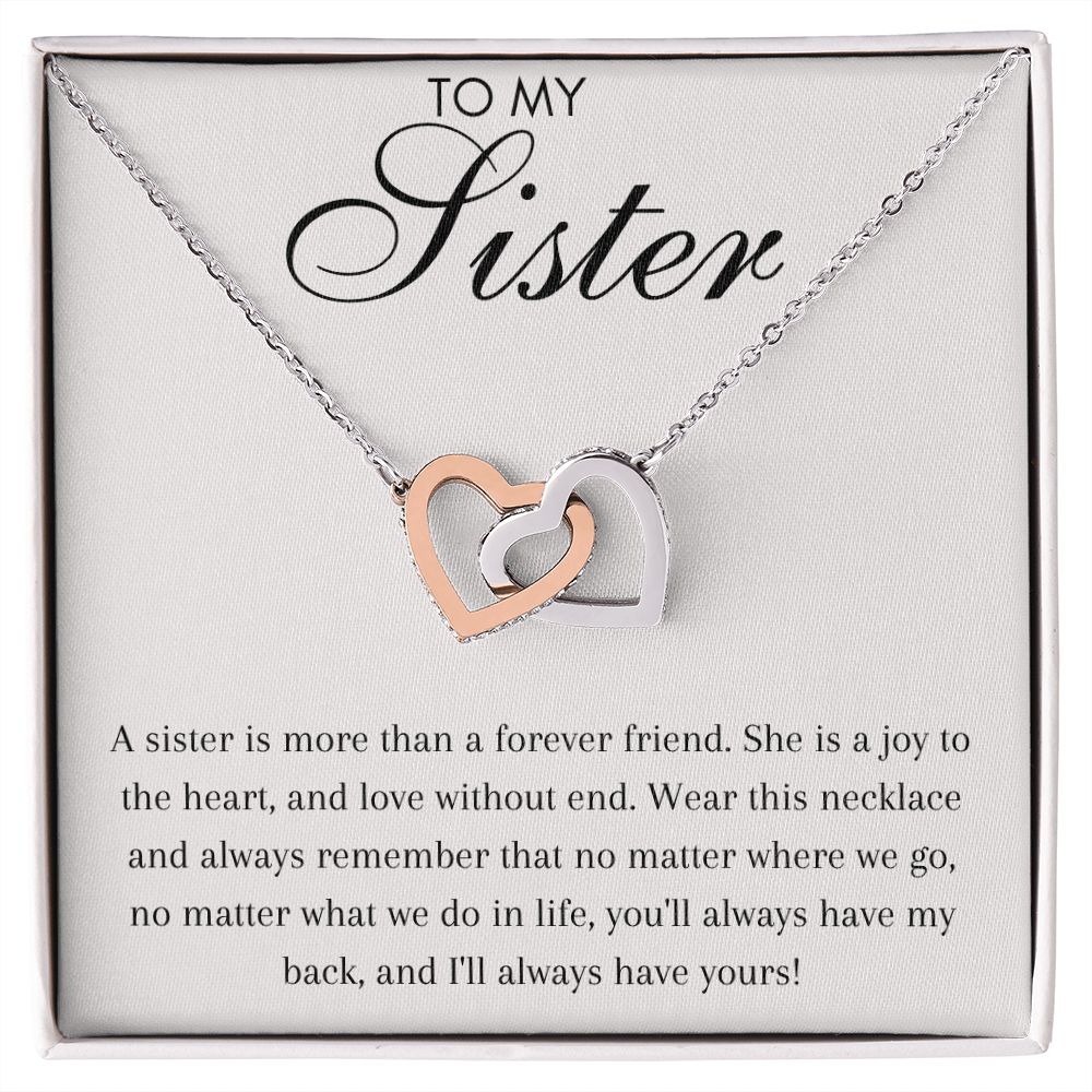 To My Sister - Interlocking Hearts Necklace - Love Without End Gift For Mom, necklace For Wife, Gift For Mother's Day