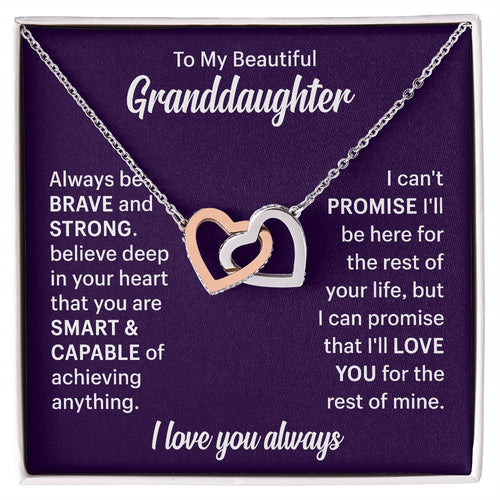 To My Beautiflul Granddaughter Necklace - I Love You Always, Interlocking Hearts Necklace
