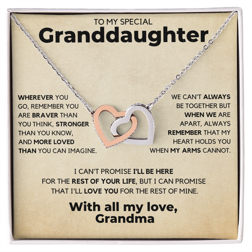 Necklace for Granddaughter - Heart Holds You, With all my love, Grandma - Gift for Granddaughter, Interlocking Hearts Necklace