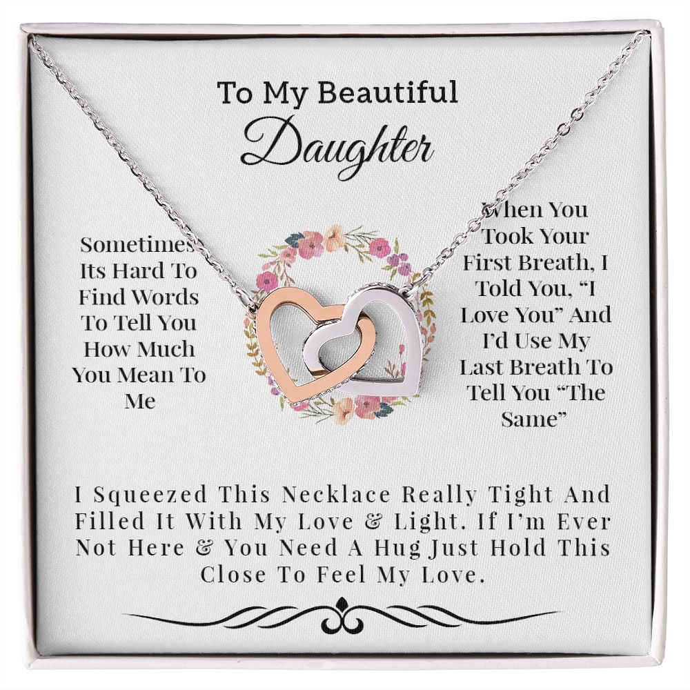 My Beautiful Daughter | Love & Light - Interlocking Hearts Necklace Gift For Mom, necklace For Wife, Gift For Mother's Day
