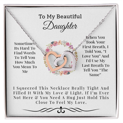 My Beautiful Daughter | Love & Light - Interlocking Hearts Necklace Gift For Mom, necklace For Wife, Gift For Mother's Day