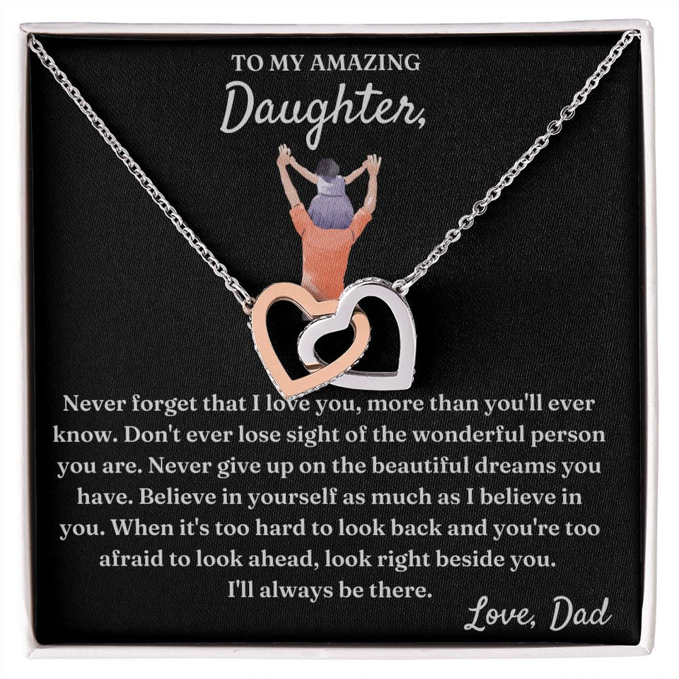 Wonderful Person You Are - Interlocking Hearts Necklace For Daughter