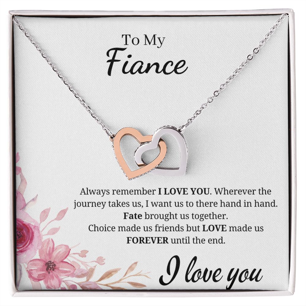 To My Fiance -  Interlocking Hearts - Till The End - White Card Gift For Mom, necklace For Wife, Gift For Mother's Day