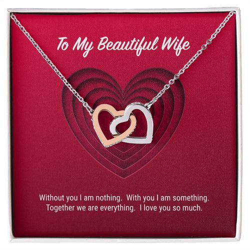 To My Beautiful Wife Interlocking Hearts Necklace