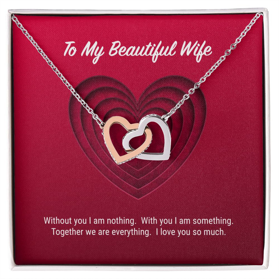 To My Beautiful Wife Interlocking Hearts Necklace