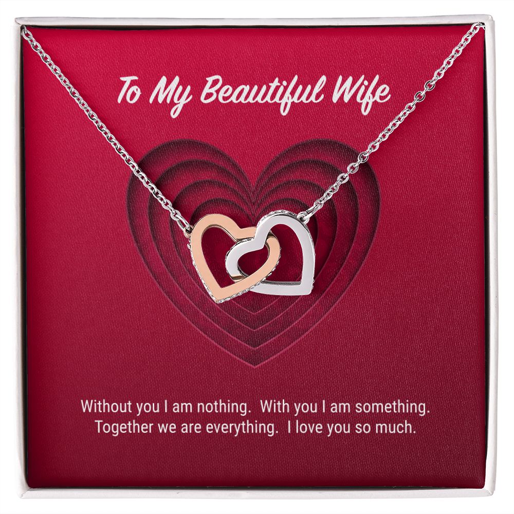 To My Beautiful Wife Interlocking Hearts Necklace