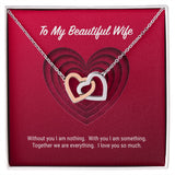 To My Beautiful Wife Interlocking Hearts Necklace