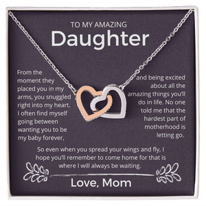 You Snuggled Right Into My Heart - Interlocking Hearts Necklace For Daughter