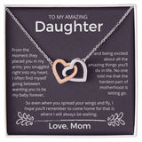 You Snuggled Right Into My Heart - Interlocking Hearts Necklace For Daughter