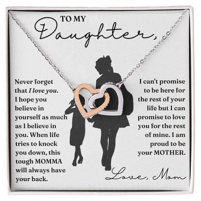 To My Daughter necklace, My Promise - Interlocking Hearts Necklace For Daughter