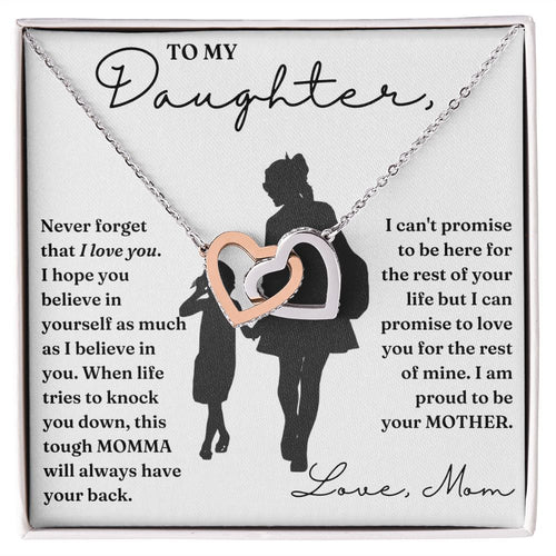 To My Daughter necklace, My Promise - Interlocking Hearts Necklace For Daughter