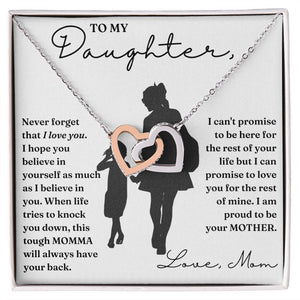 To My Daughter necklace, My Promise - Interlocking Hearts Necklace For Daughter