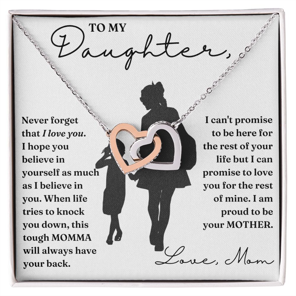To My Daughter necklace, My Promise - Interlocking Hearts Necklace For Daughter