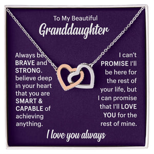 To My Beautiflul Granddaughter Necklace - I Love You Always, Interlocking Hearts Necklace