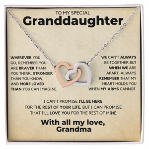 Necklace for Granddaughter - Heart Holds You, With all my love, Grandma - Gift for Granddaughter, Interlocking Hearts Necklace