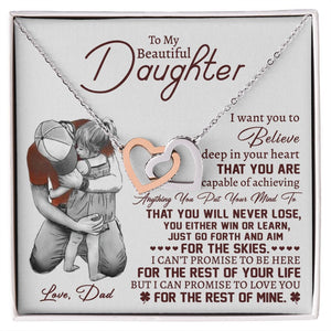 Beautiful Daughter Deep In Your Heart, Interlocking Hearts Necklace, Gift for Daughter from Dad
