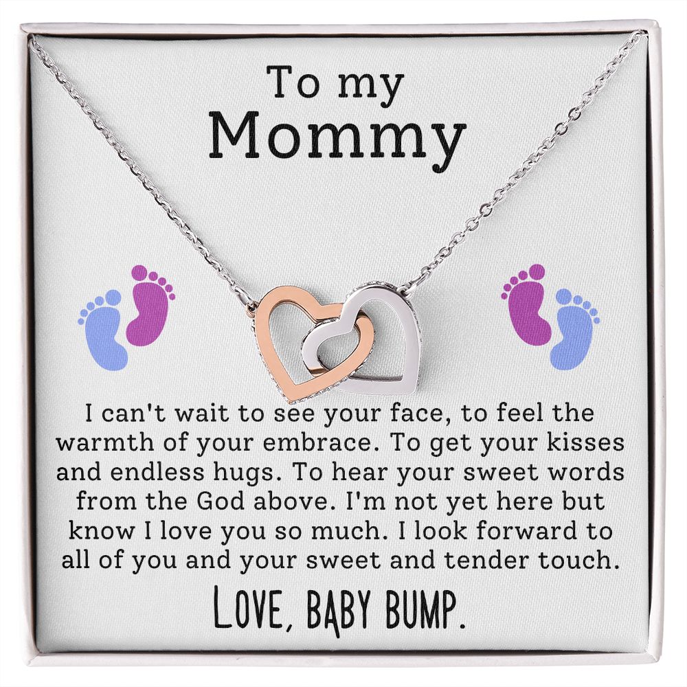 To My Mommy - I Can't Wait To See Your Face Interlocking Hearts Necklace - Perfect Gift for Expecting Mom