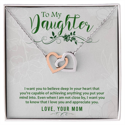 Daughter Believe Interlocking Hearts Necklace