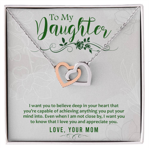 Daughter Believe Interlocking Hearts Necklace