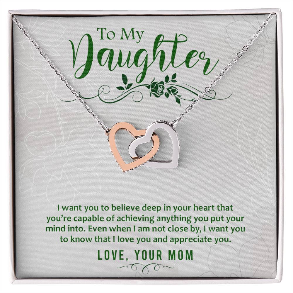 Daughter Believe Interlocking Hearts Necklace