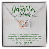 Daughter Believe Interlocking Hearts Necklace