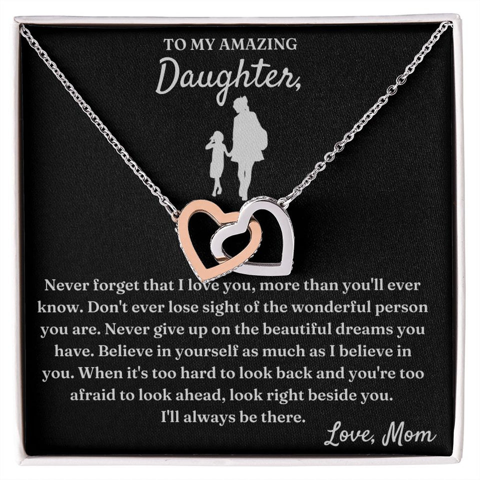 More Than You'll Ever Know - Interlocking Hearts Necklace For Daughter