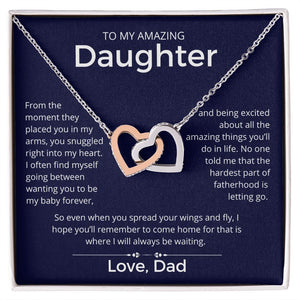I Will Always Be Waiting - Interlocking Hearts Necklace For Daughter