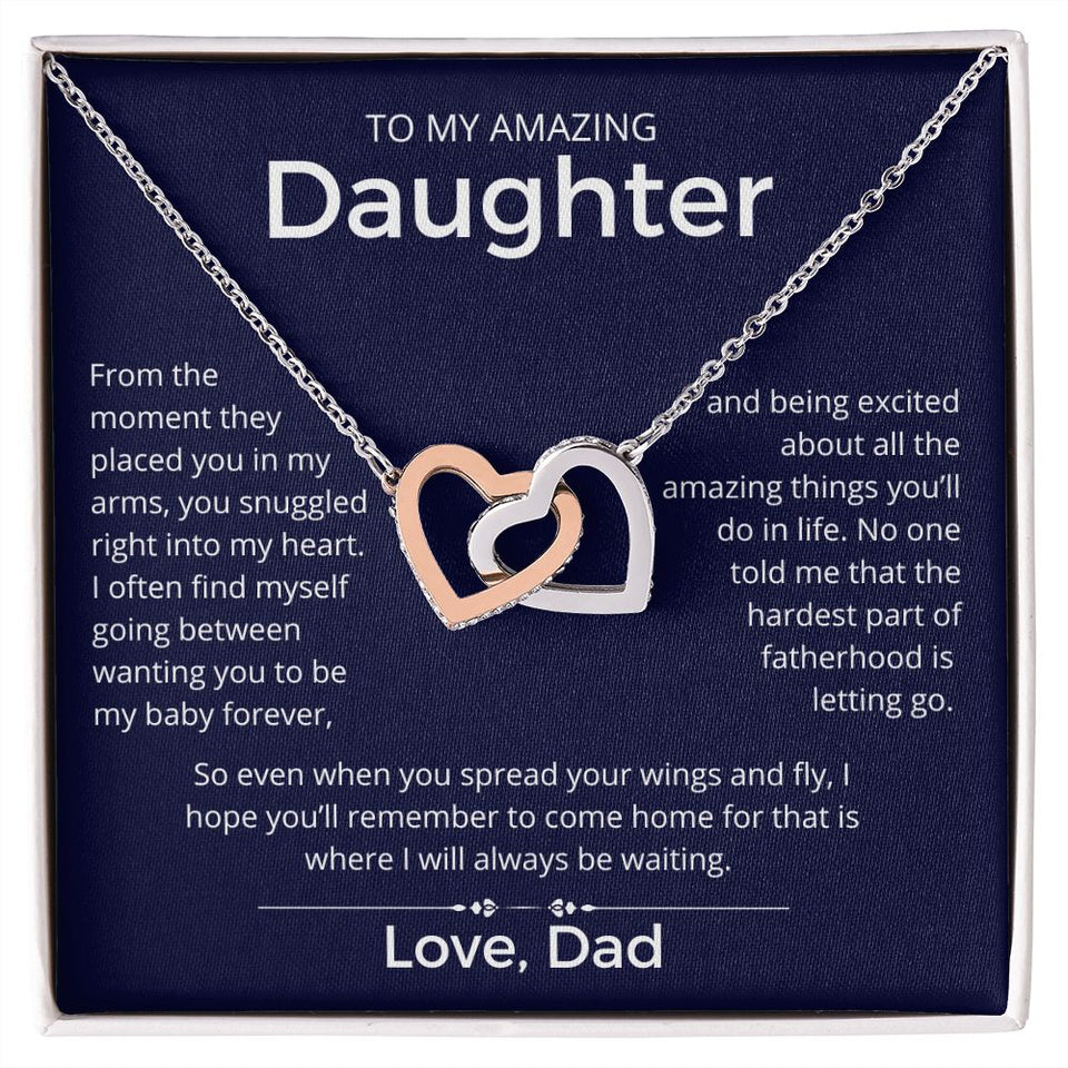 I Will Always Be Waiting - Interlocking Hearts Necklace For Daughter