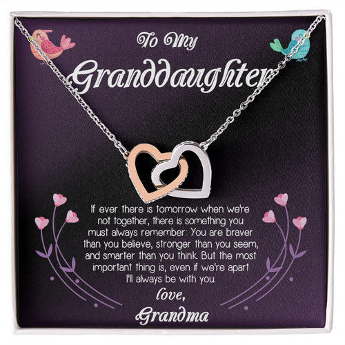 To My Granddaughter Love Grandma Interlocking Hearts Necklace