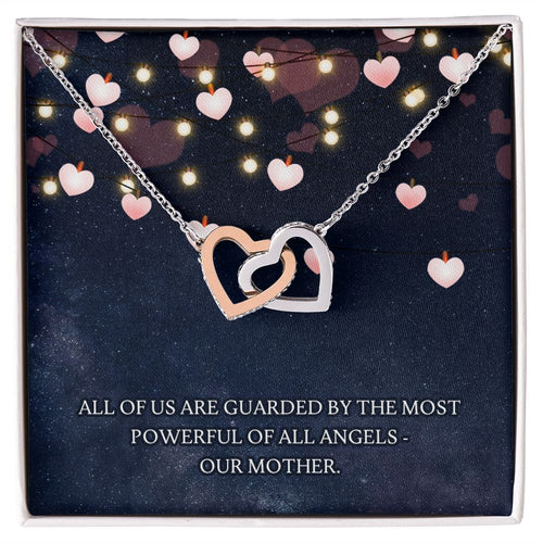 Guarded by our Mother Interlocking Hearts Necklace
