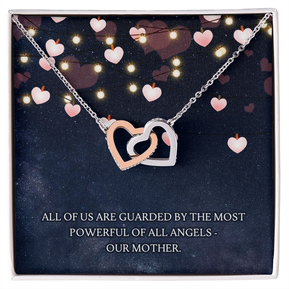 Guarded by our Mother Interlocking Hearts Necklace