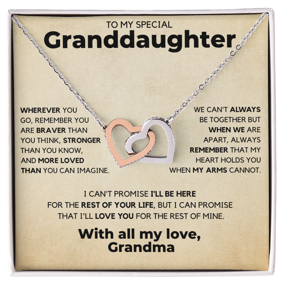 Necklace for Granddaughter - Heart Holds You, With all my love, Grandma - Gift for Granddaughter, Interlocking Hearts Necklace