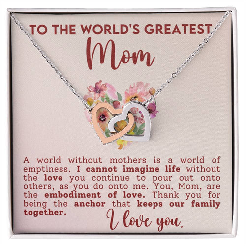 World's Greatest Mom Interlocking Hearts Necklace