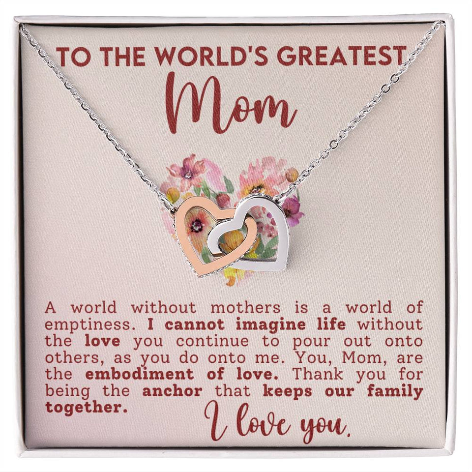 World's Greatest Mom Interlocking Hearts Necklace