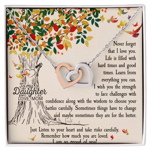 Daughter Never Forget Interlocking Hearts Necklace