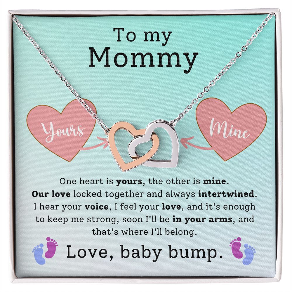 To My Mommy - I Hear Your Voice, I Feel Your Love Interlocking Hearts Necklace