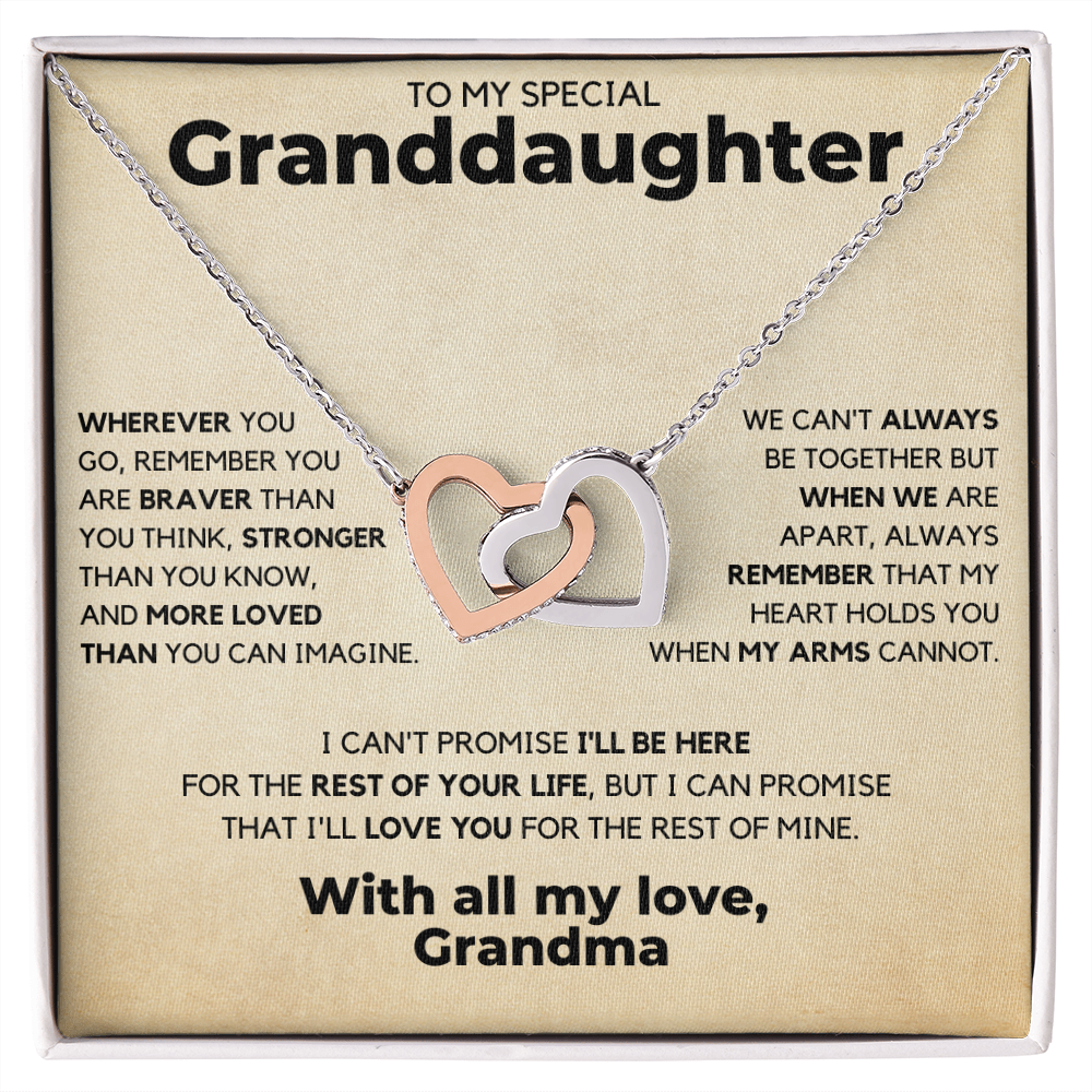Necklace for Granddaughter - Heart Holds You, With all my love, Grandma - Gift for Granddaughter, Interlocking Hearts Necklace