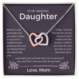 The Dreams I Held In My Heart - Interlocking Hearts Necklace For Daughter