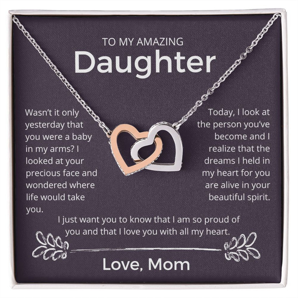 The Dreams I Held In My Heart - Interlocking Hearts Necklace For Daughter