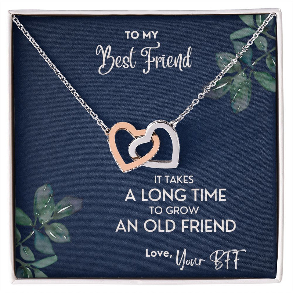 It Takes A Long Time To Grow An Old Friend - Interlocking Hearts Necklace