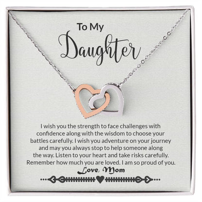 Daughter Strength Interlocking Hearts Necklace